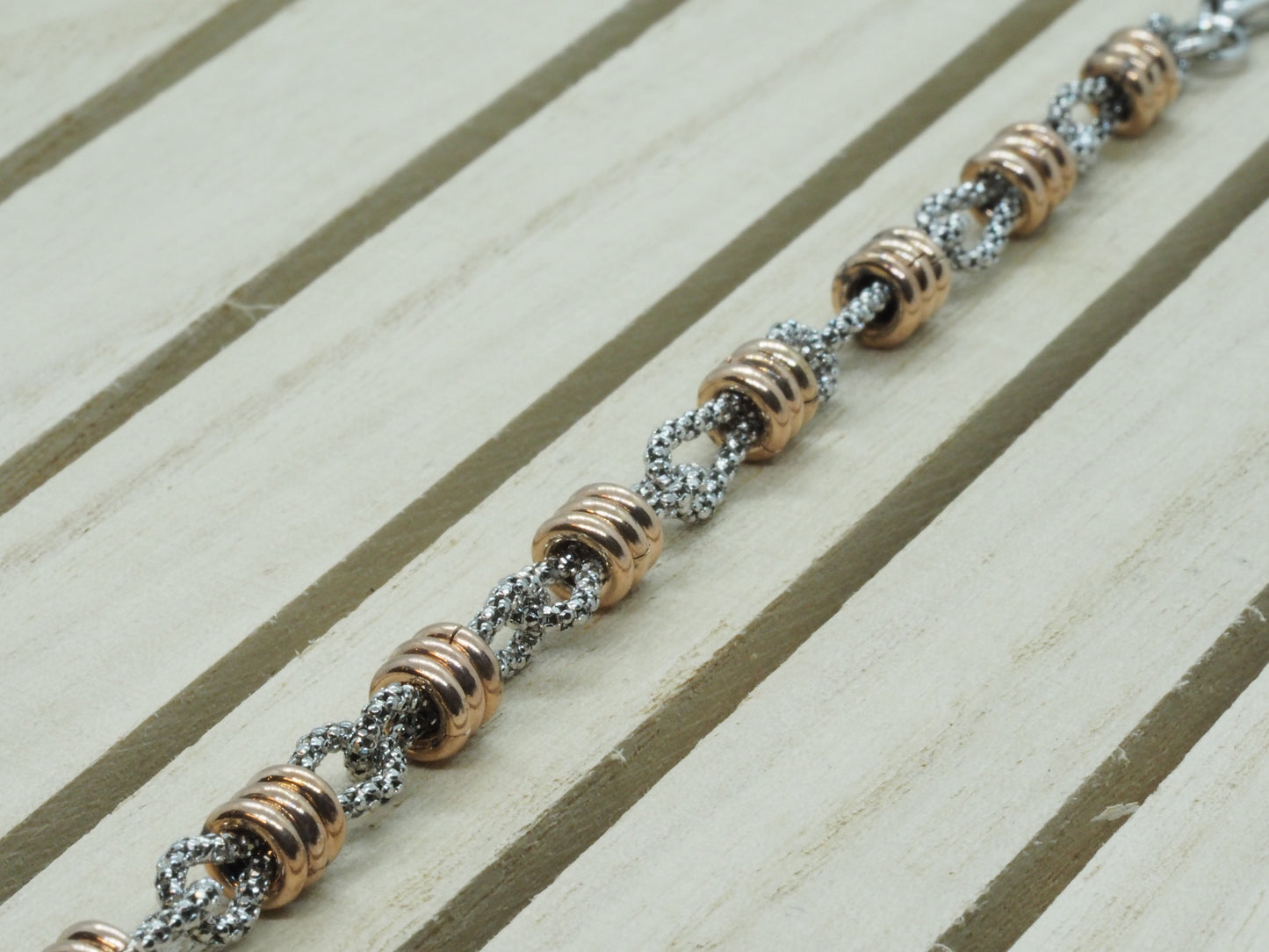 GIOIA BIJOUX | BRACCIALE CORDA BICOLORE ARGENTO