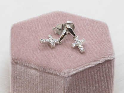 GIOIA BIJOUX | ORECCHINI CROCE BIANCA ARGENTO