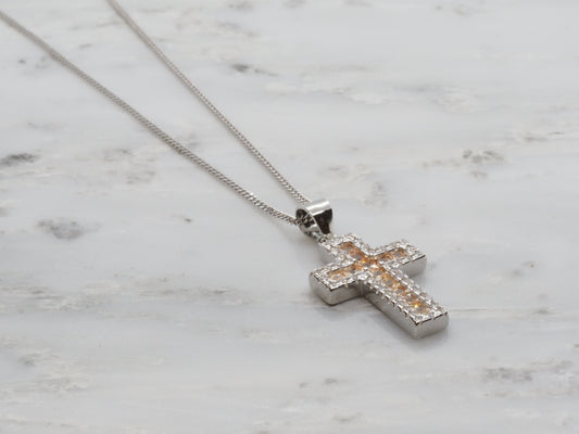 GIOIA BIJOUX | COLLANA CROCE BICOLORE ARGENTO